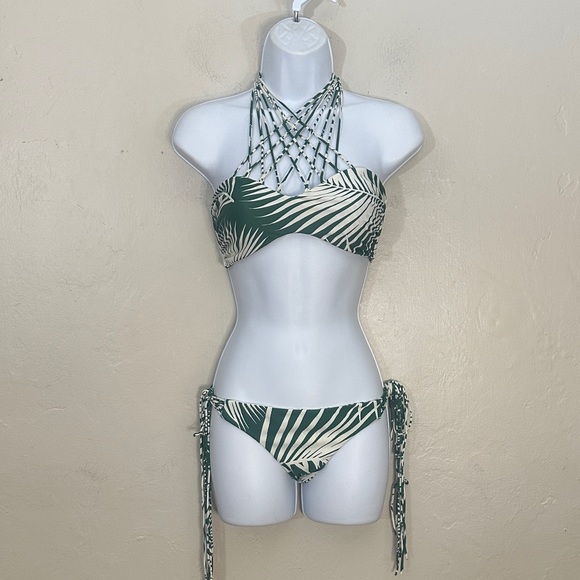 Mikoh Other - Mikoh Tropical Leaf Bikini in Green and White